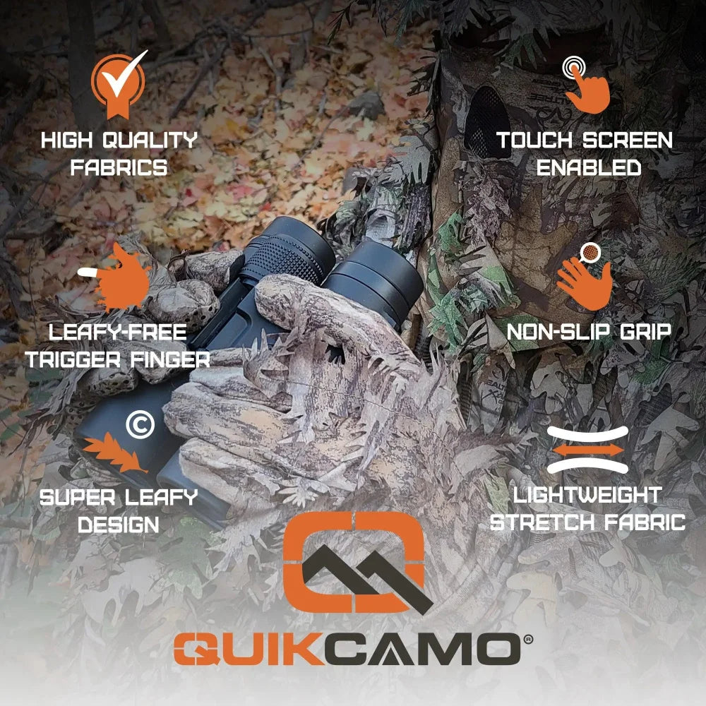 QuikCamo 3D Leafy Camo Gloves – Fingerless or Touchscreen – product view 2