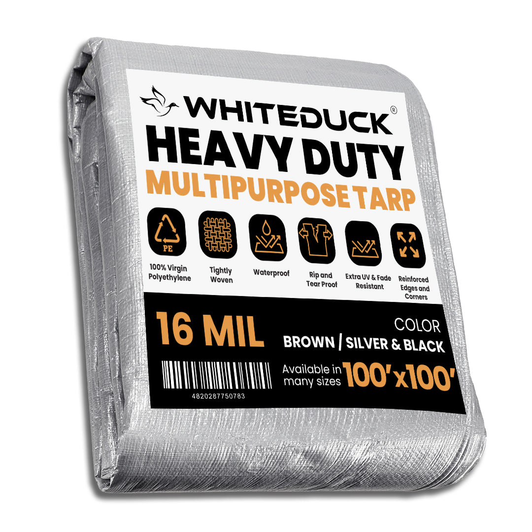 White Duck Super Heavy Duty Poly Tarp Cover Thick 16 Mil, 8 oz