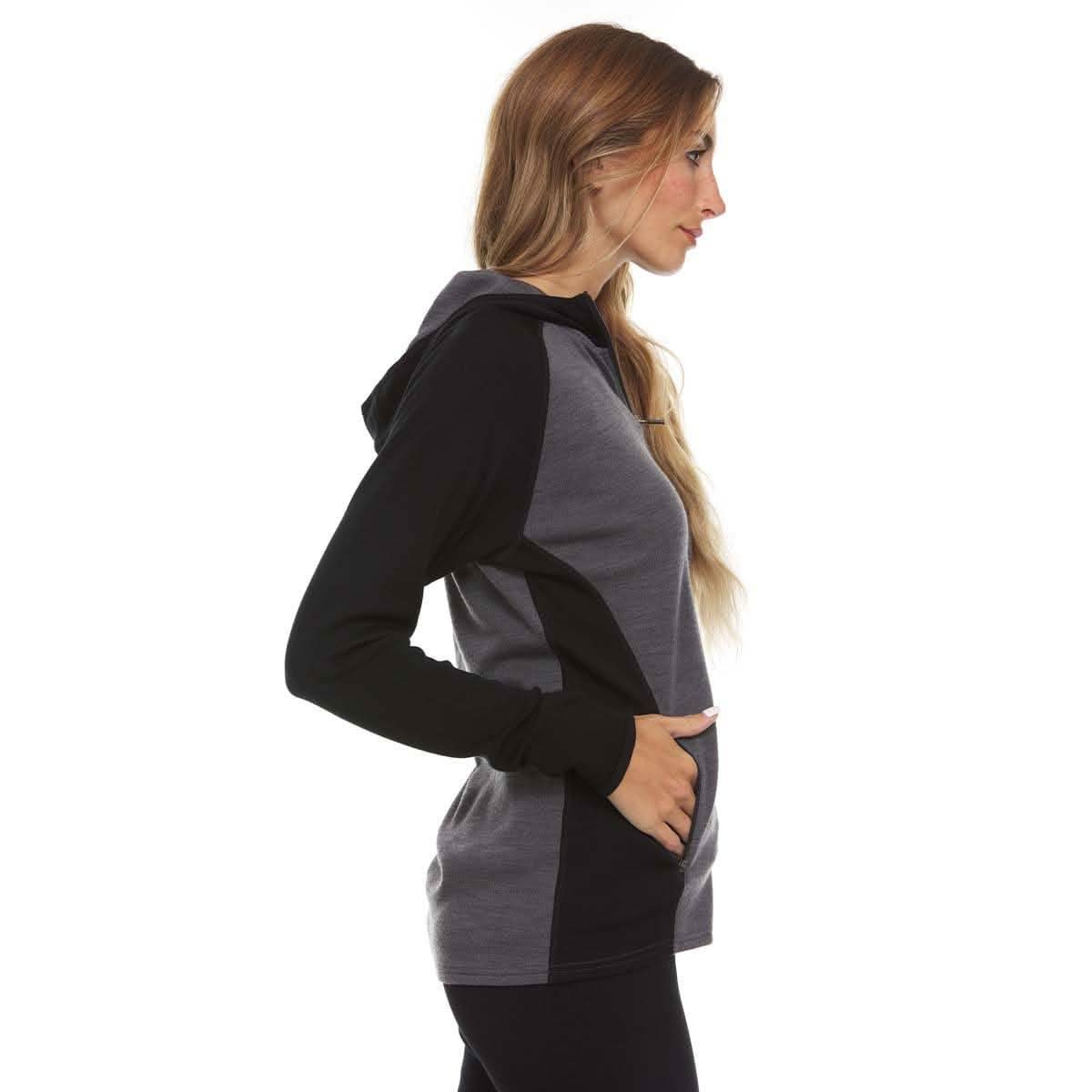 Hood detail view of 100 Merino Wool Women s Full Zip Merino wool Hoodie Midweight 5080 4