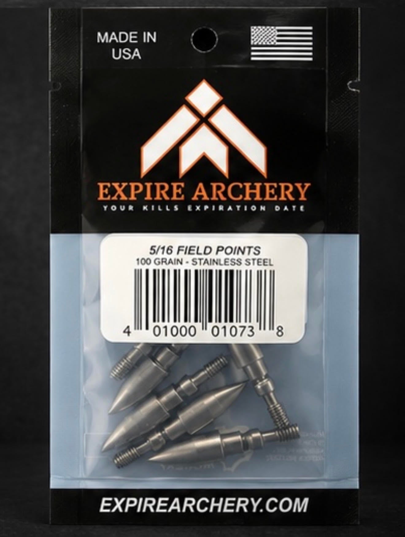 Expire Archery 100 Grain 5/16" Stainless Steel Field Points (6 Pack) – product image 2