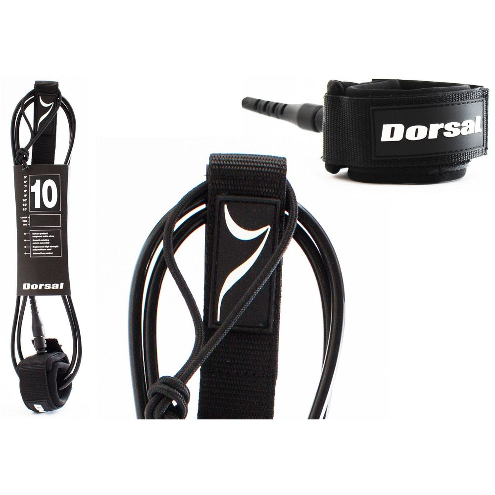 DORSAL Surf Leash for Surfboard Longboard SUP Leg Rope — Black / Polyurethane - view 4