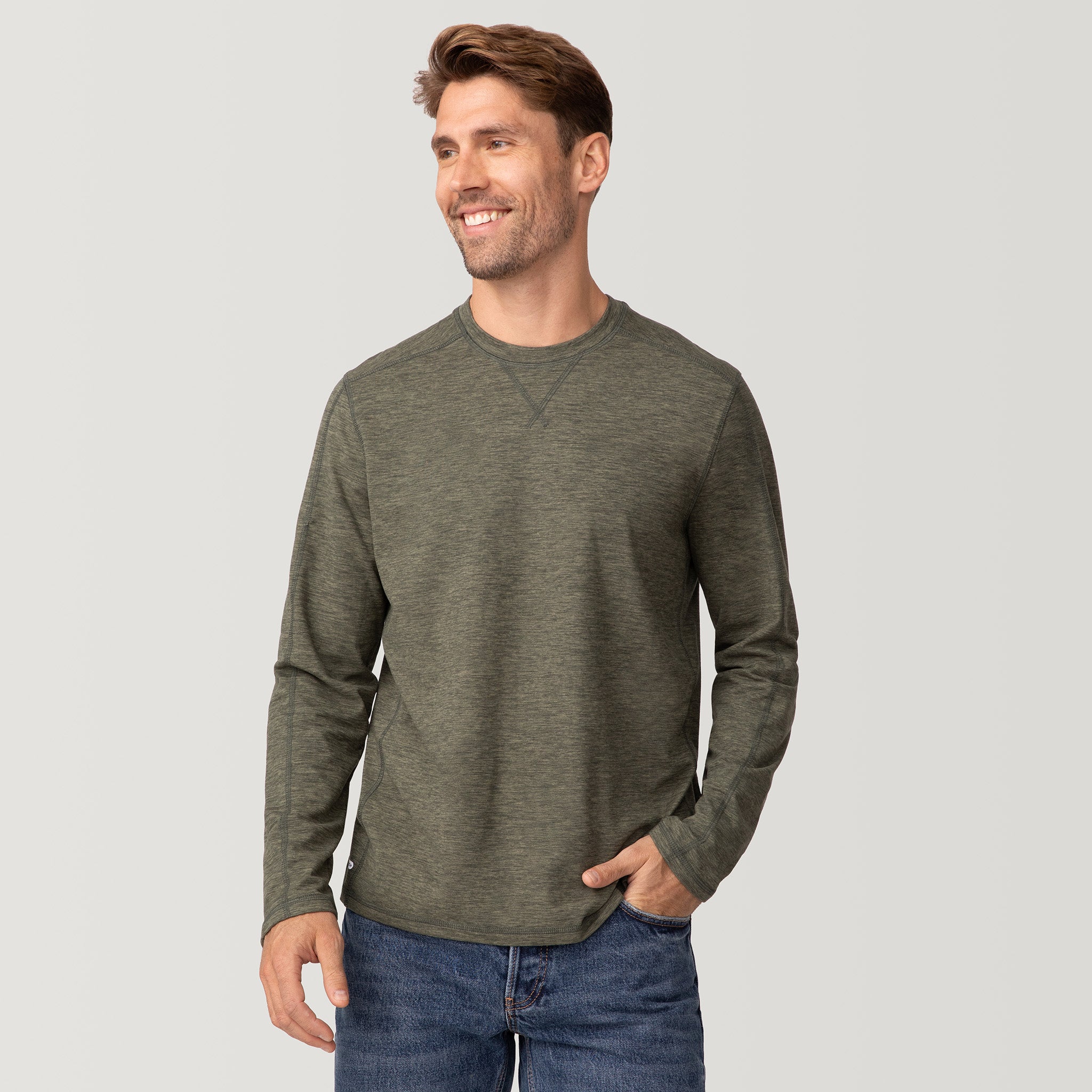 Free Country Men's FreeCycle® Sueded Spacedye Long Sleeve Crew Neck