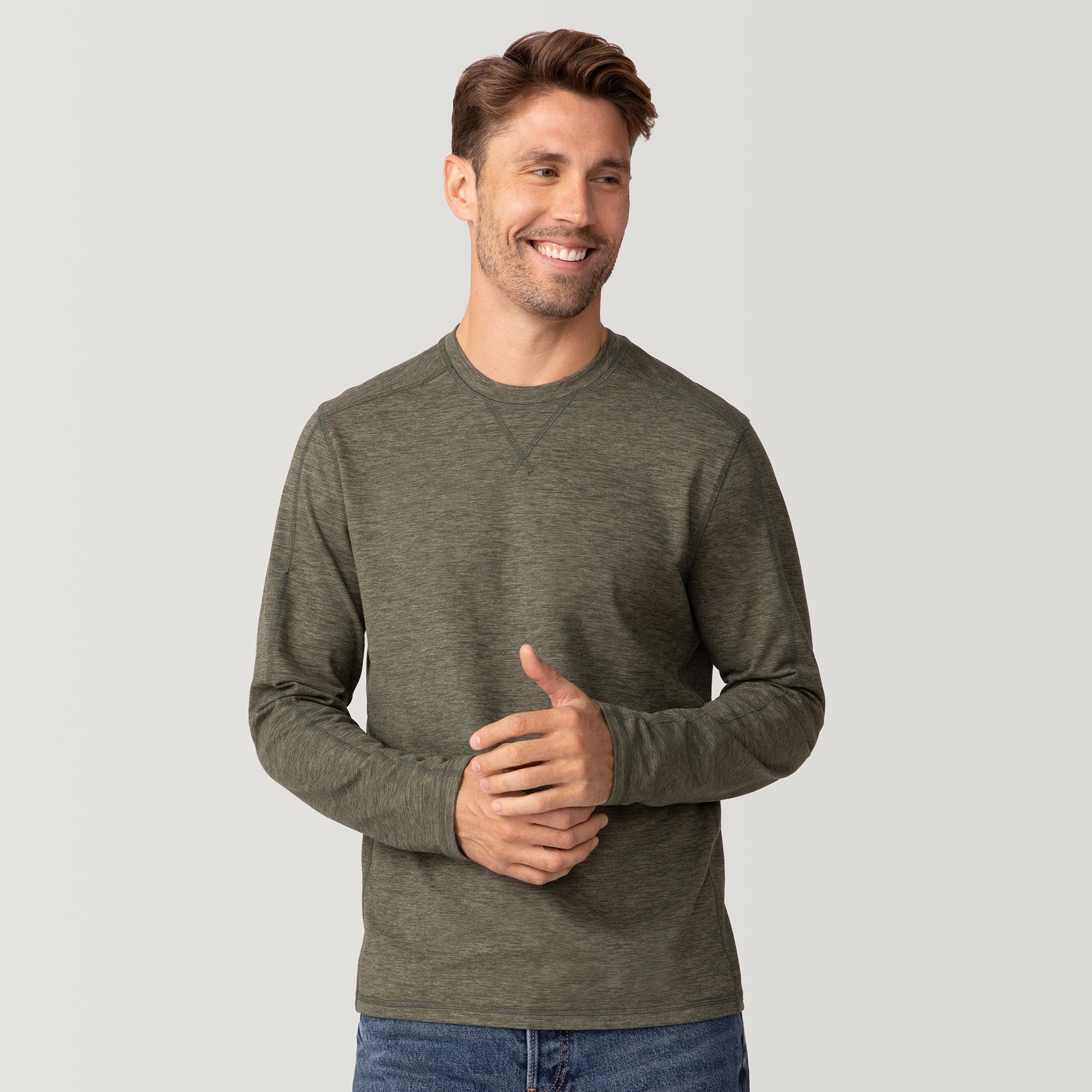 Free Country Men's FreeCycle® Sueded Spacedye Long Sleeve Crew Neck