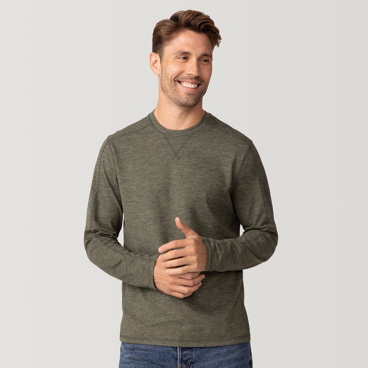 Free Country Men's FreeCycle® Sueded Spacedye Long Sleeve Crew Neck