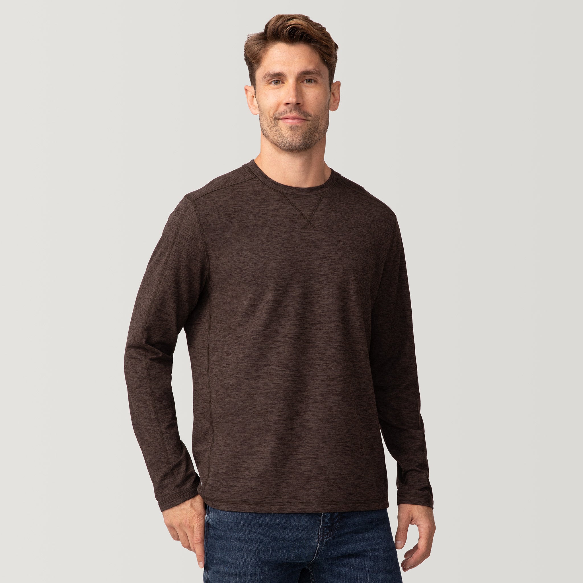 Free Country Men's FreeCycle® Sueded Spacedye Long Sleeve Crew Neck