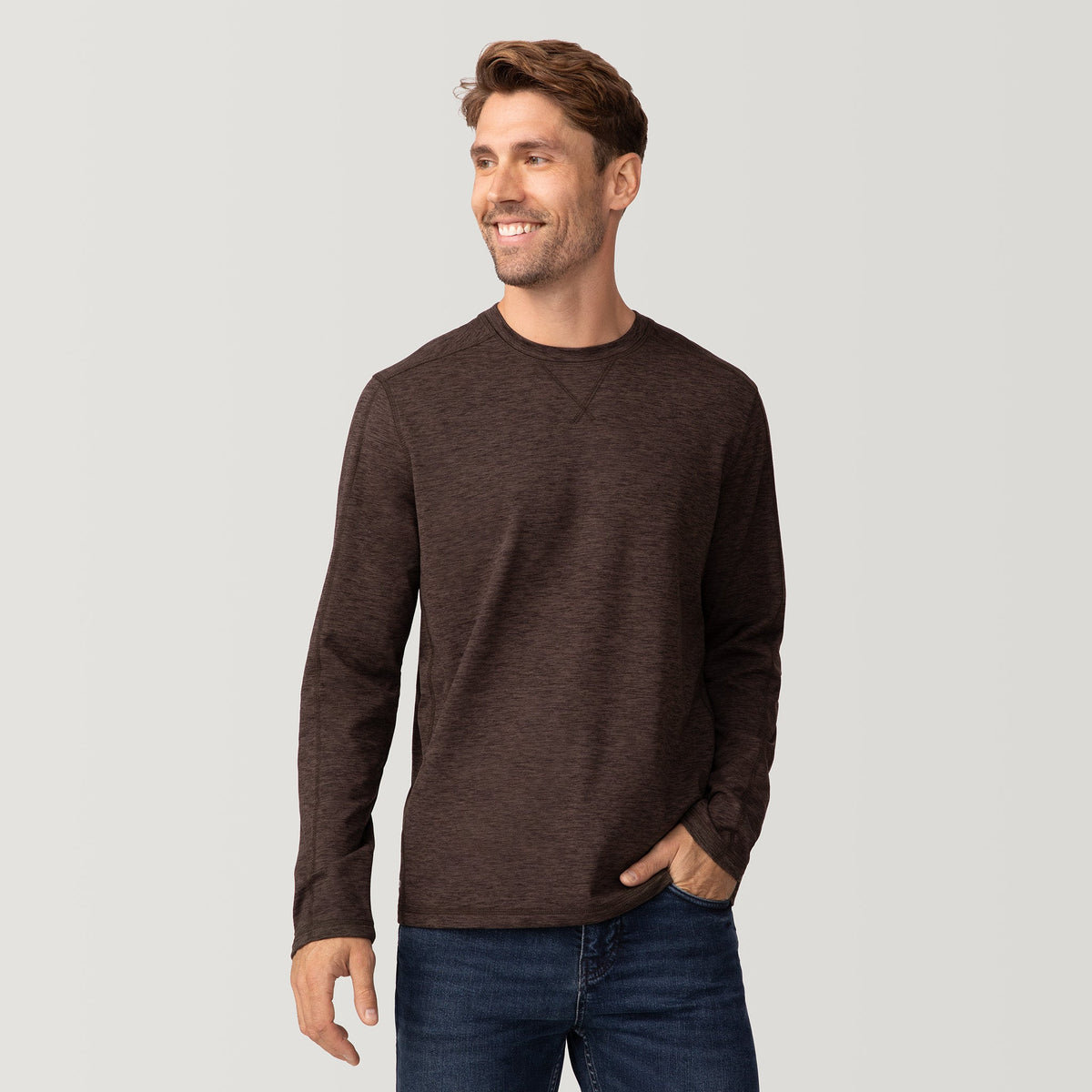 Free Country Men's FreeCycle® Sueded Spacedye Long Sleeve Crew Neck