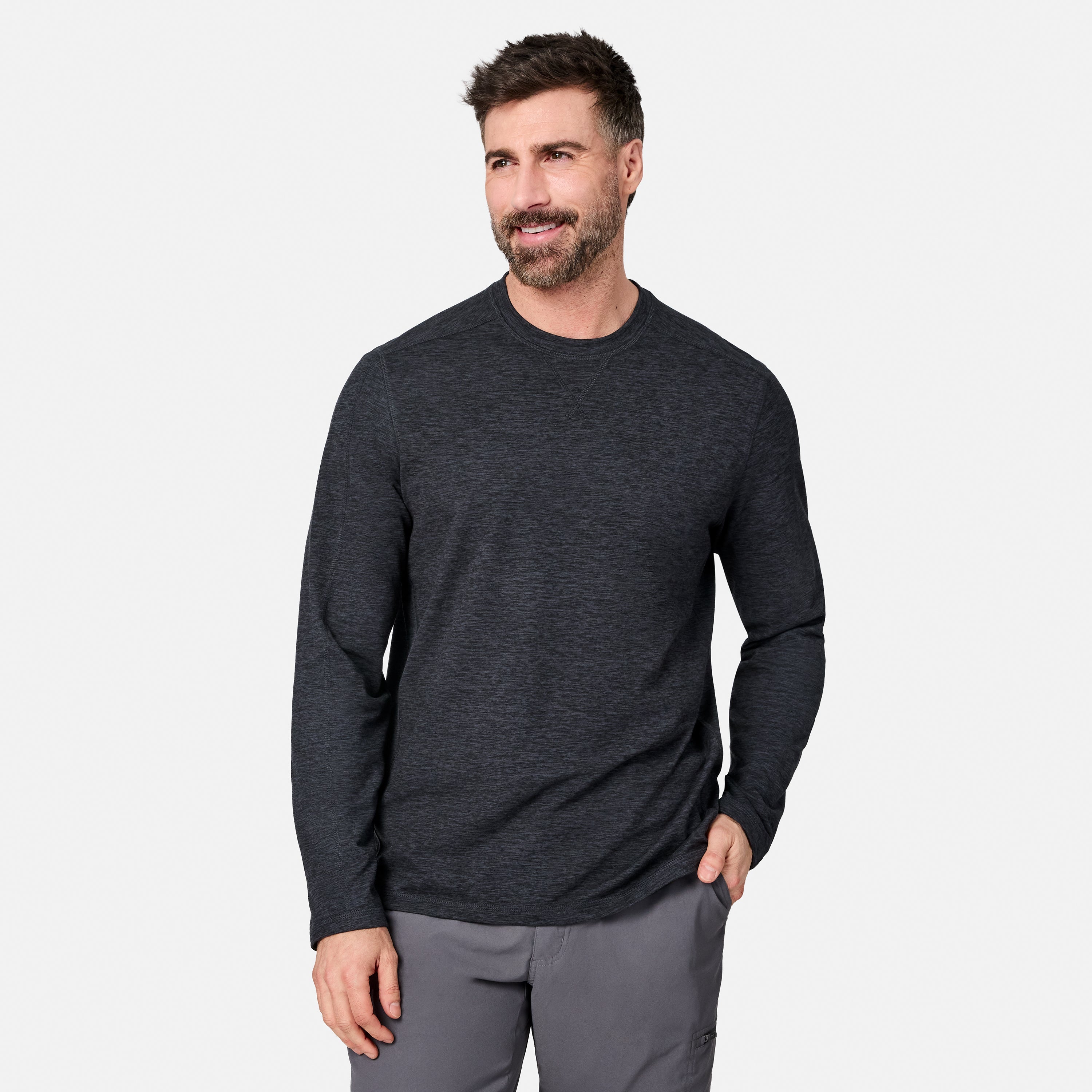 Free Country Men's FreeCycle® Sueded Spacedye Long Sleeve Crew Neck