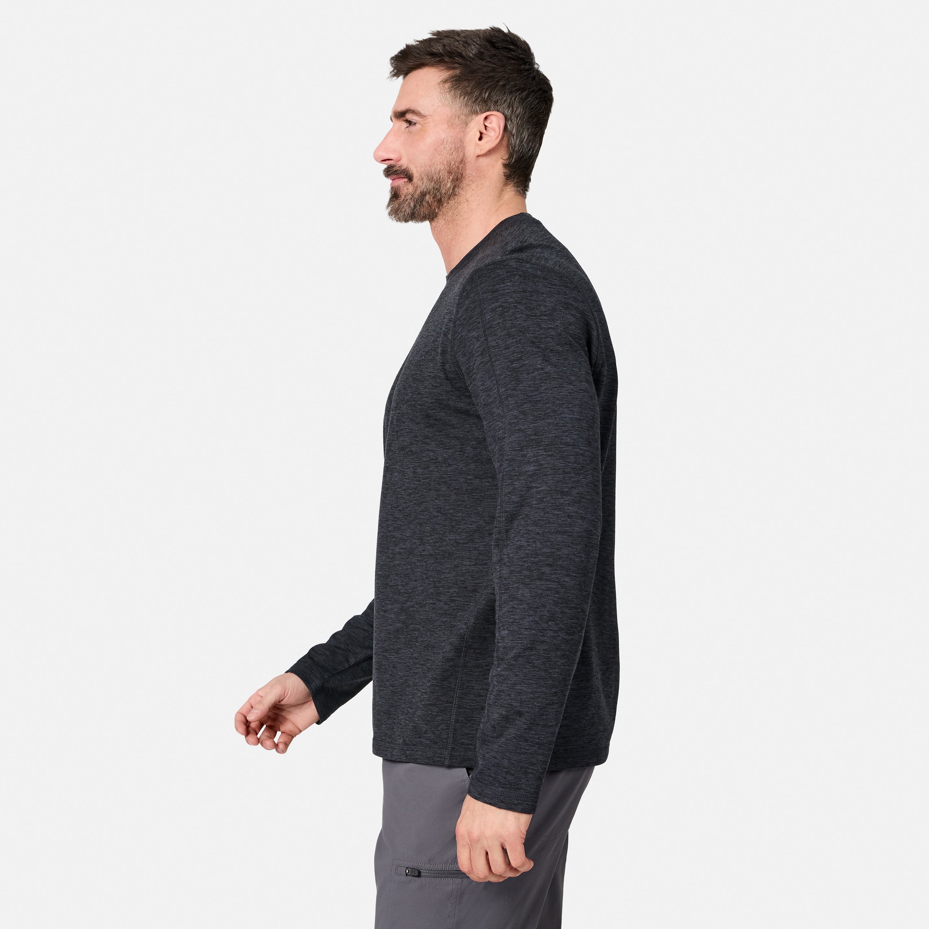 Free Country Men's FreeCycle® Sueded Spacedye Long Sleeve Crew Neck