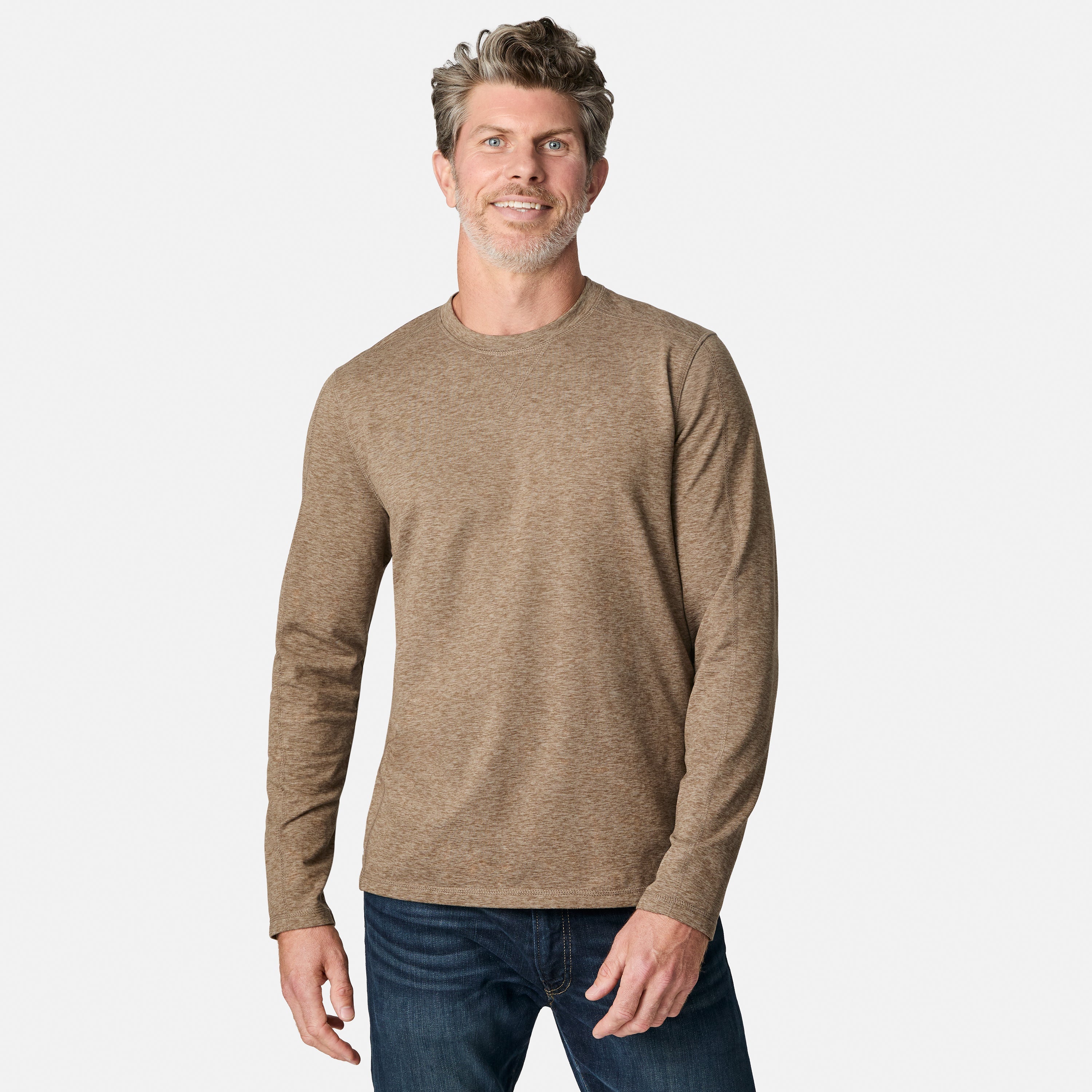 Free Country Men's FreeCycle® Sueded Spacedye Long Sleeve Crew Neck