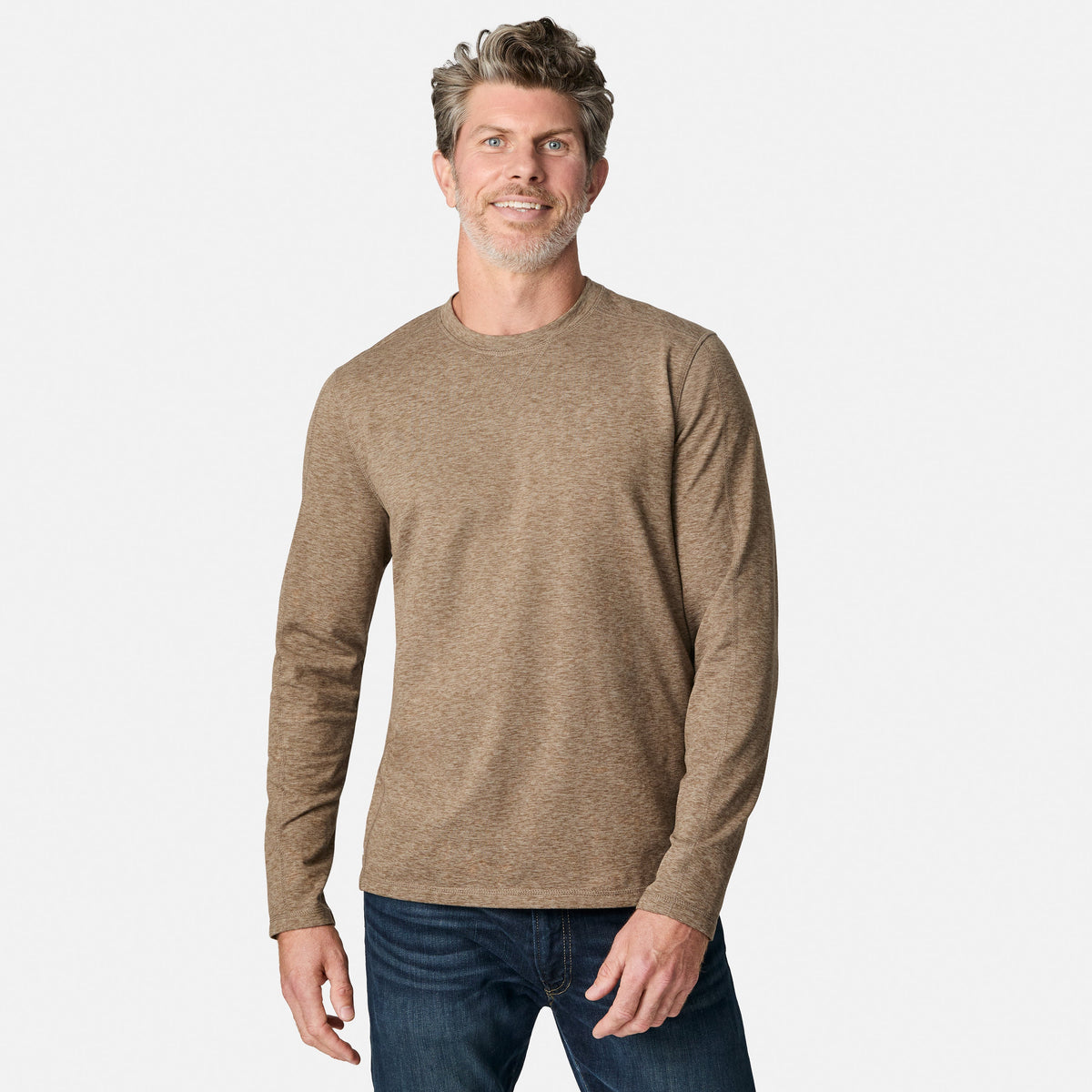 Free Country Men's FreeCycle® Sueded Spacedye Long Sleeve Crew Neck