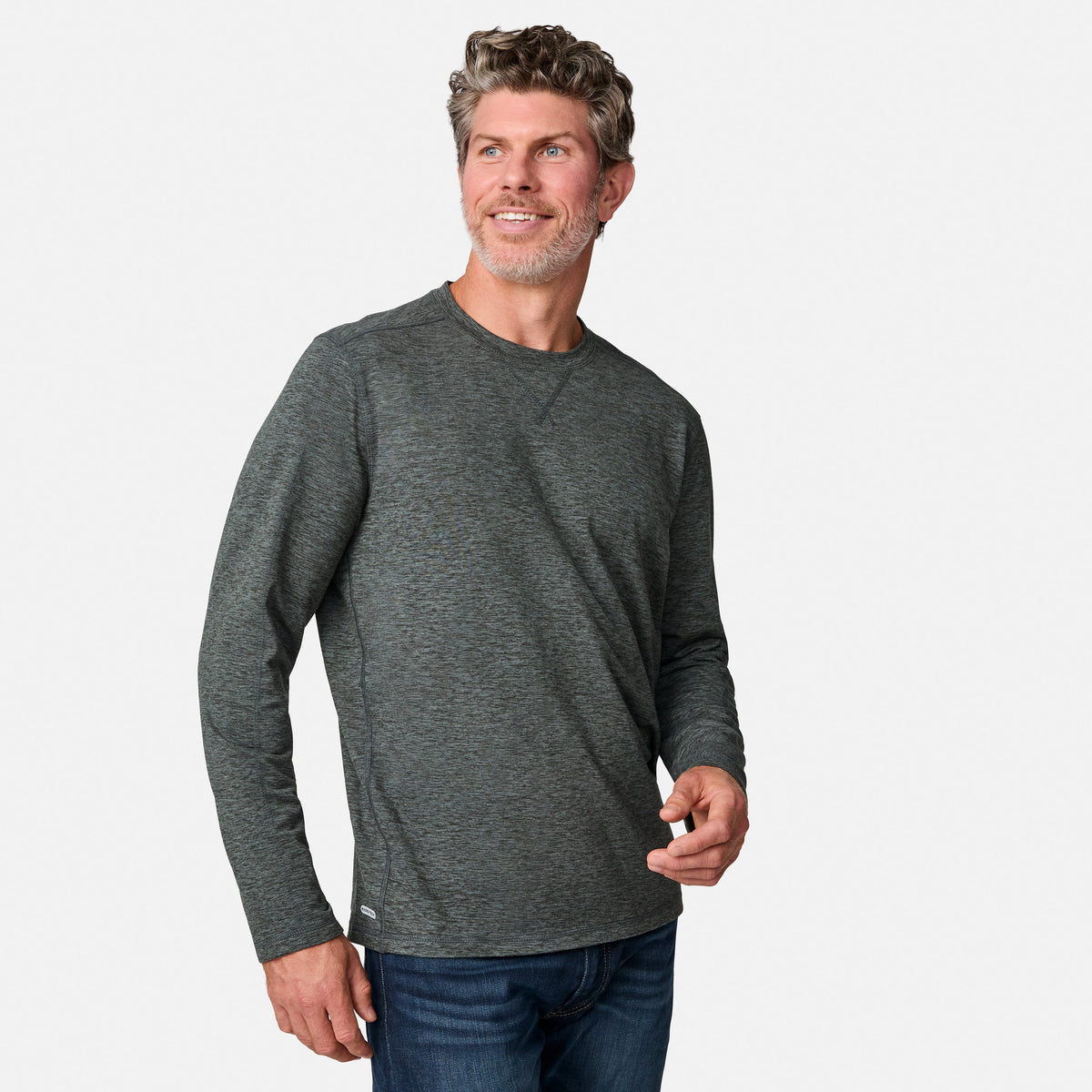 Free Country Men's FreeCycle® Sueded Spacedye Long Sleeve Crew Neck