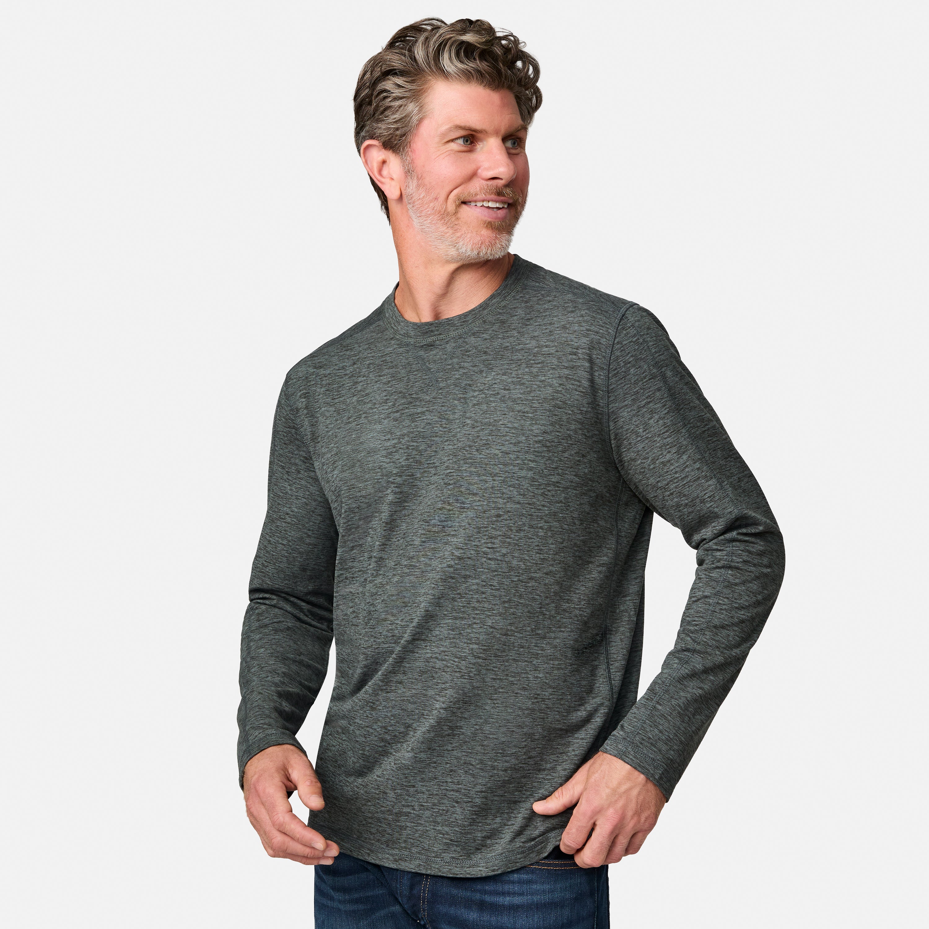 Free Country Men's FreeCycle® Sueded Spacedye Long Sleeve Crew Neck