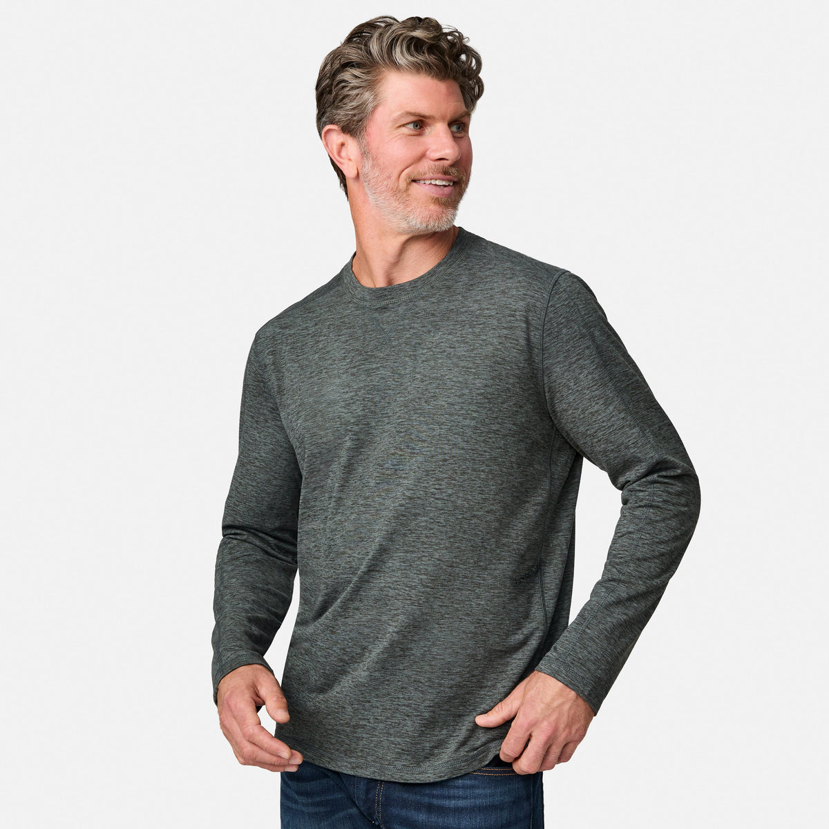 Free Country Men's FreeCycle® Sueded Spacedye Long Sleeve Crew Neck