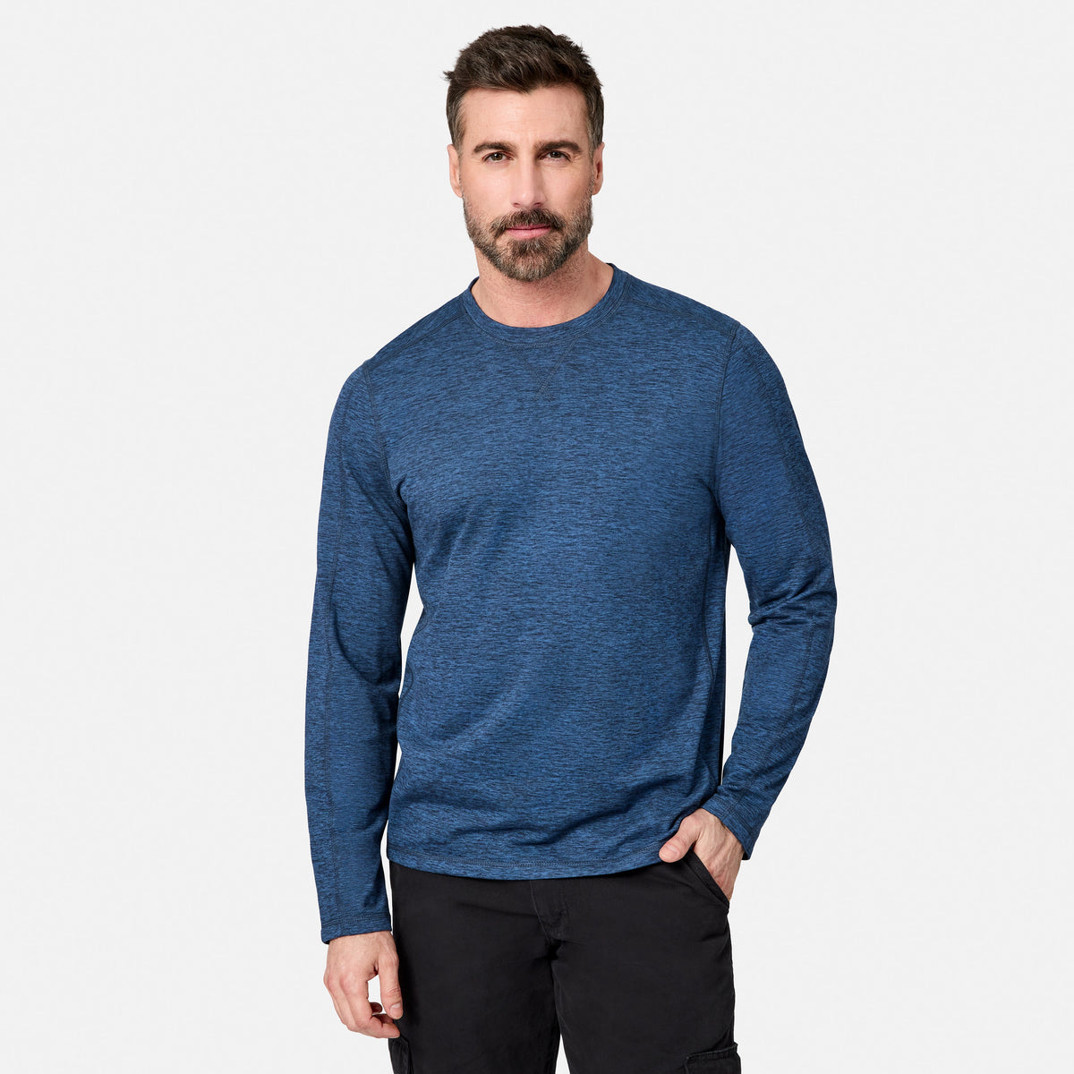 Free Country Men's FreeCycle® Sueded Spacedye Long Sleeve Crew Neck