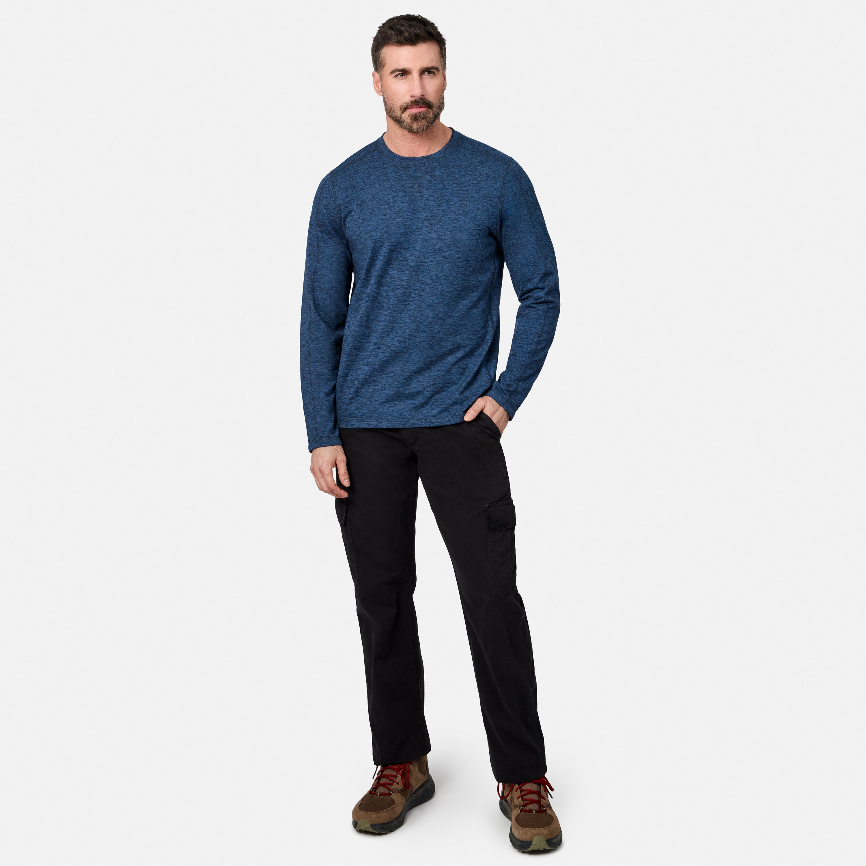 Free Country Men's FreeCycle® Sueded Spacedye Long Sleeve Crew Neck