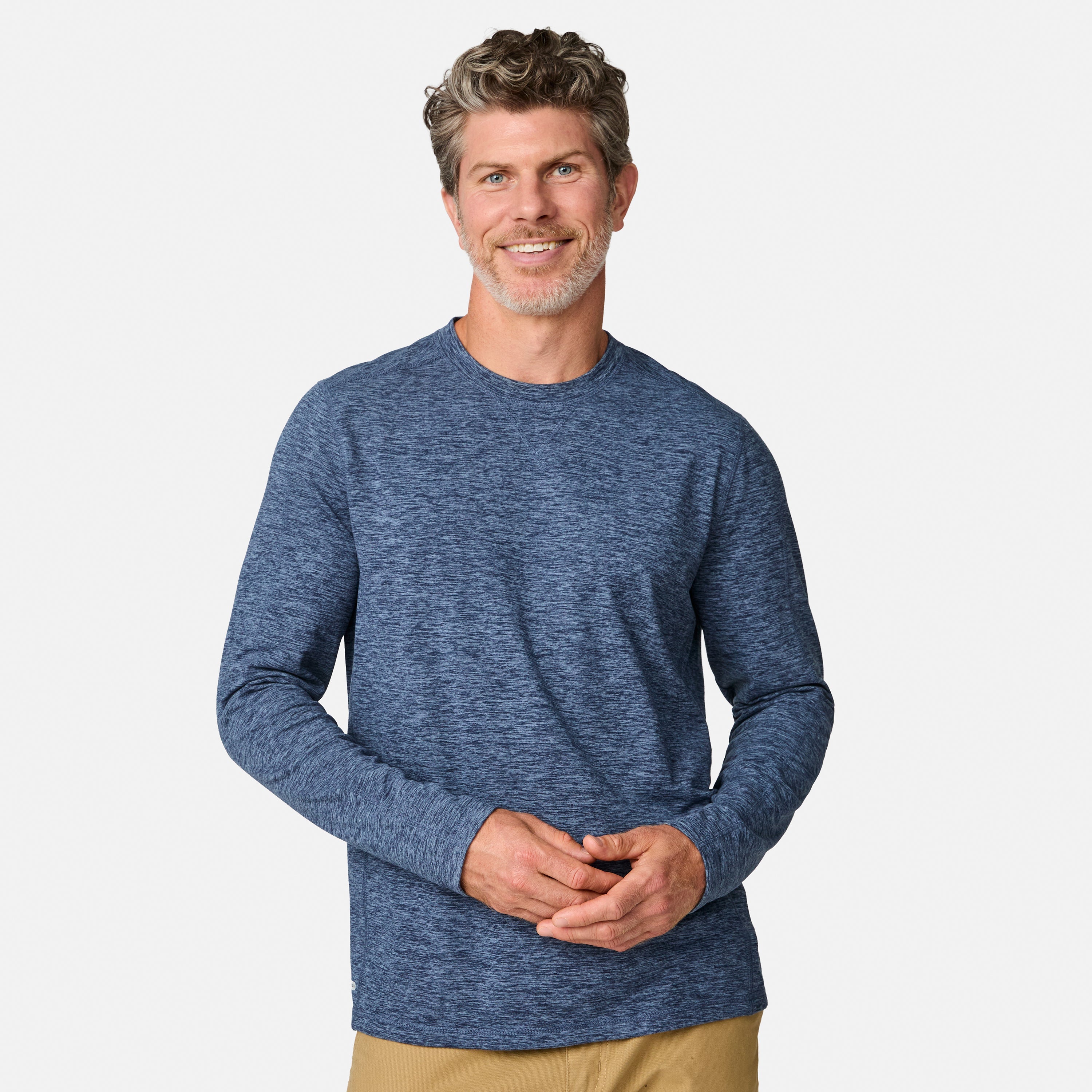 Free Country Men's FreeCycle® Sueded Spacedye Long Sleeve Crew Neck