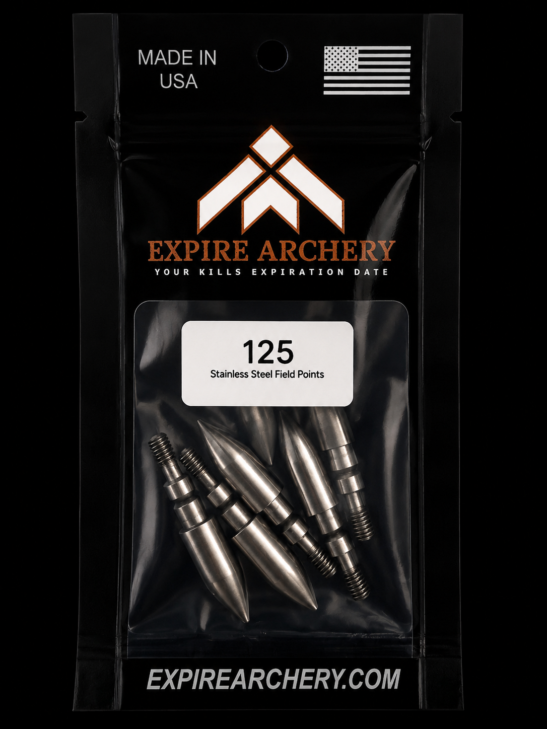 Expire Archery 125 Grain 5/16" Stainless Steel Field Points (6 Pack) – product image 2