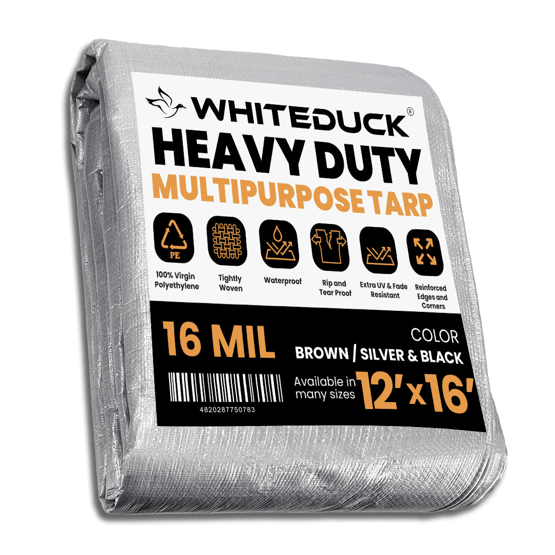 White Duck Super Heavy Duty Poly Tarp Cover Thick 16 Mil, 8 oz