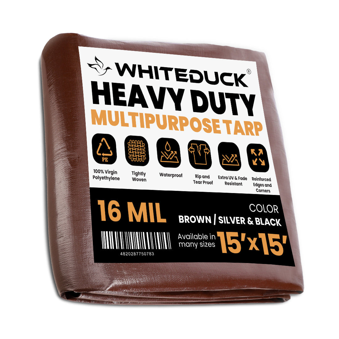 White Duck Super Heavy Duty Poly Tarp Cover Thick 16 Mil, 8 oz