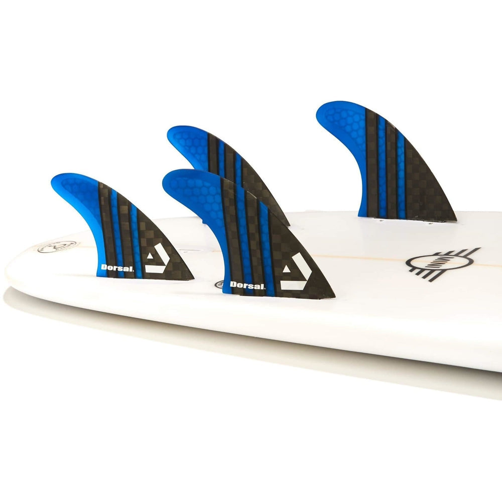 DORSAL Carbon FCS Quad Fins — Medium / Carbon Honeycomb / Blue - view 2