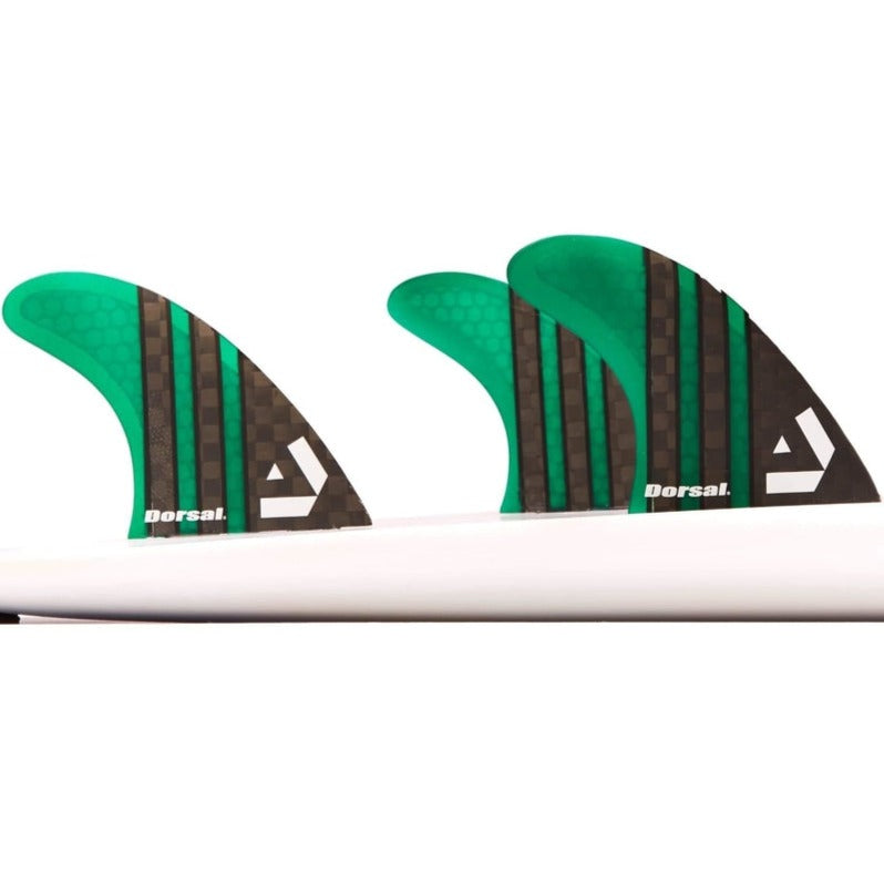 DORSAL Carbon Thruster Futures Fins — Medium / Green / Carbon Honeycomb
