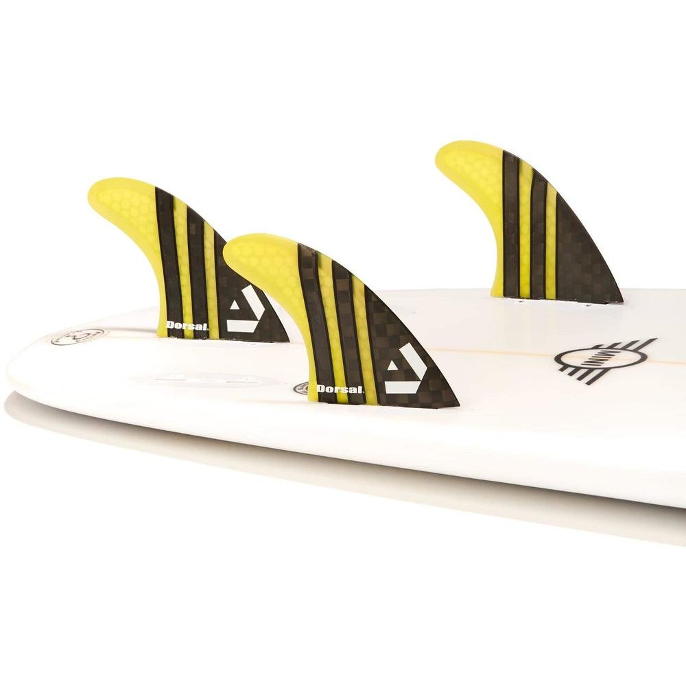 DORSAL Carbon FCS Thruster Fins — Medium / Carbon Honeycomb / Yellow - view 2