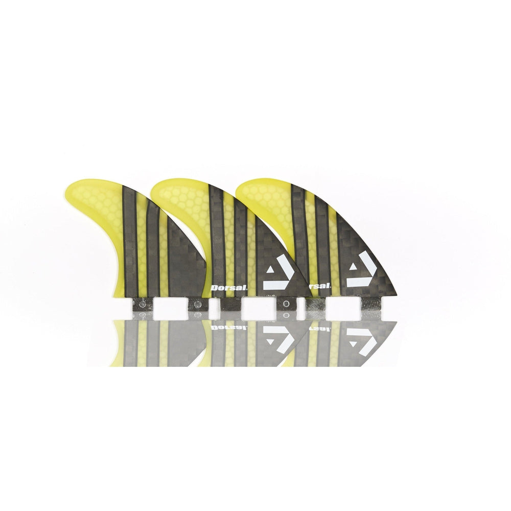 DORSAL Carbon FCS Thruster Fins — Medium / Carbon Honeycomb / Yellow - view 4