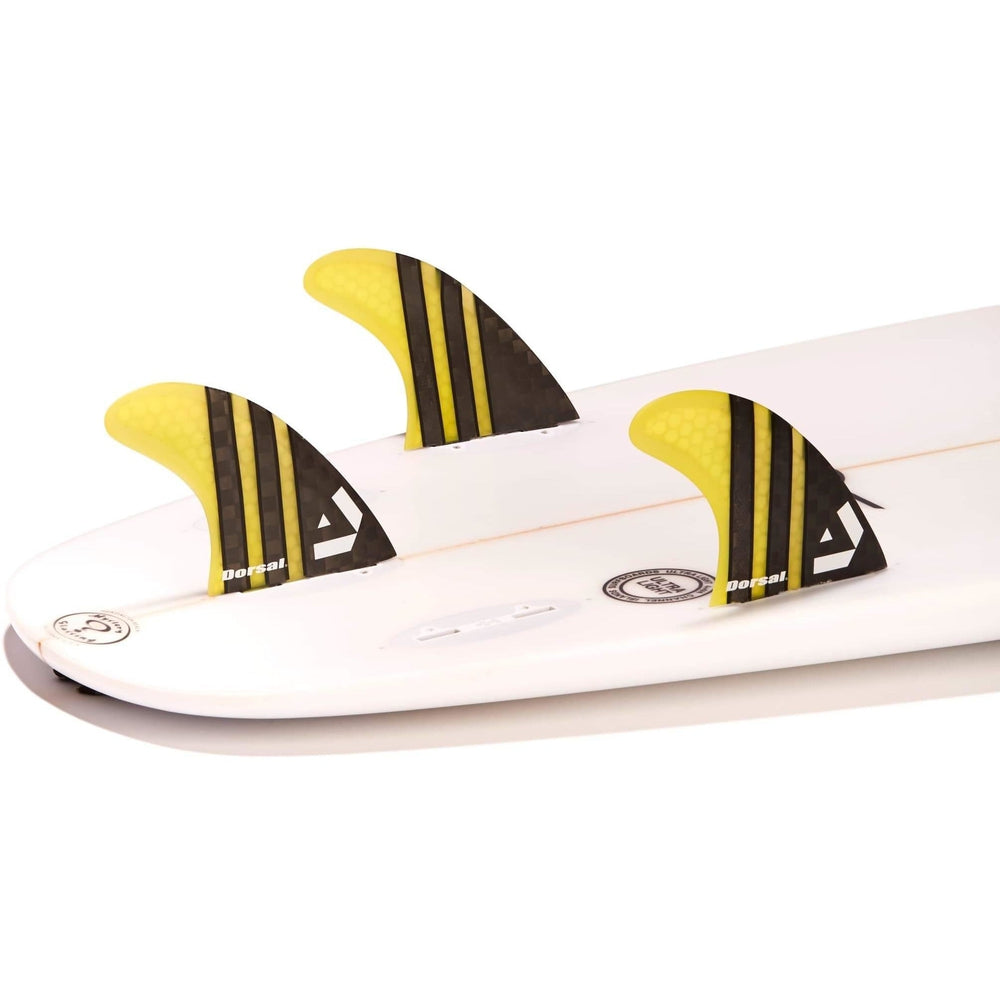DORSAL Carbon FCS Thruster Fins — Medium / Carbon Honeycomb / Yellow - view 3