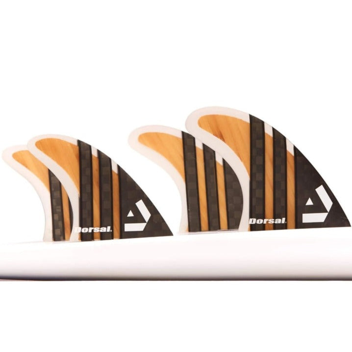 DORSAL Carbon Bamboo Quad Futures Fins — Medium / Bamboo / Fiberglass with Carbon Hexcore