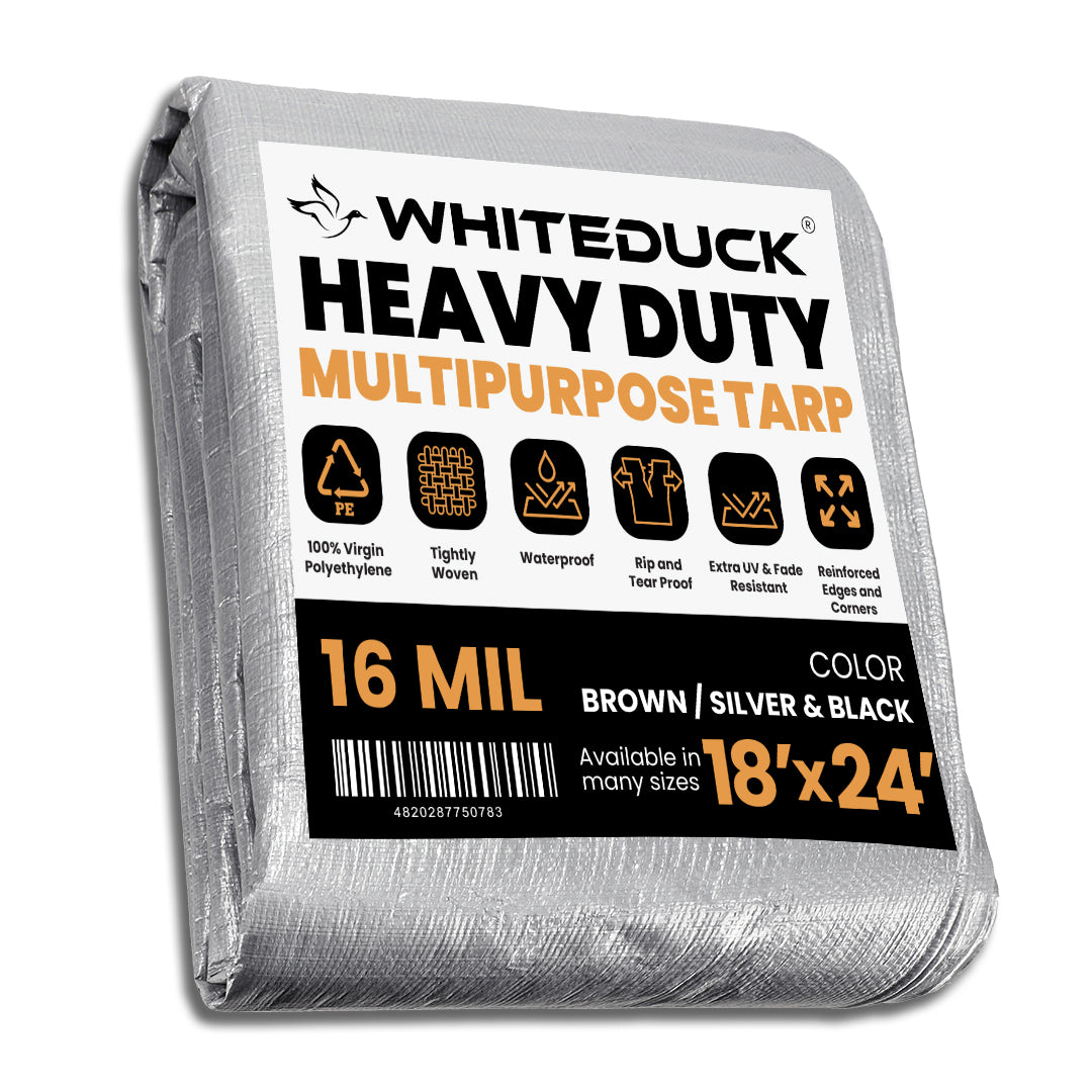 White Duck Super Heavy Duty Poly Tarp Cover Thick 16 Mil, 8 oz