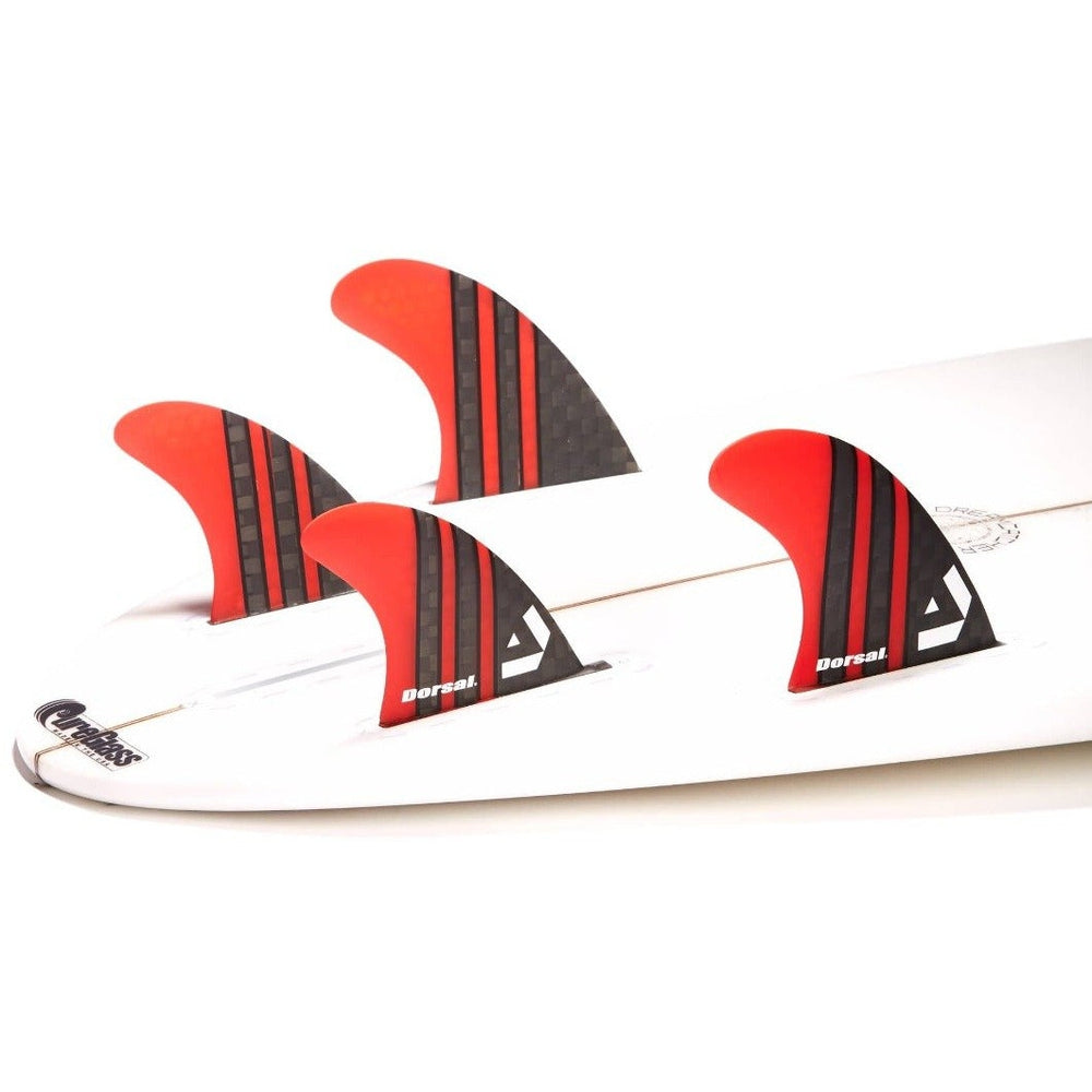 DORSAL Carbon Futures Quad Fins — Medium / Red / Carbon Honeycomb - view 3