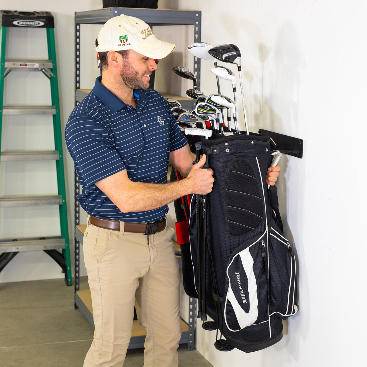 Torrey Pines Golf Bag Storage Rack | Holds 2 Golf Bags - product view 6