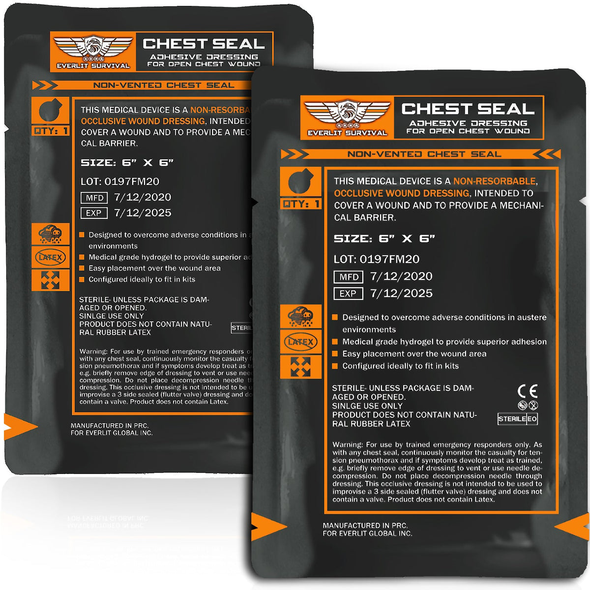 OCCLUSIVE NON-VENTED CHEST SEAL by Everlit Survival