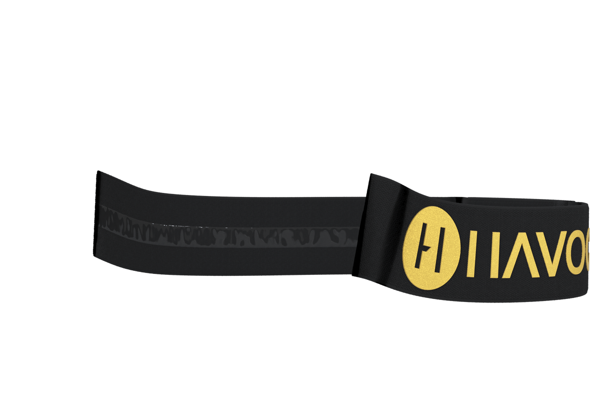 Havoc Gold Goggle Strap — Helios & Infinity — product view 1