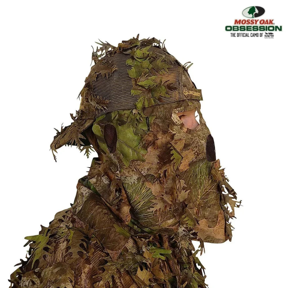 QuikCamo Fitted Hat with Rear Leafy Camo Face Mask – product view 10