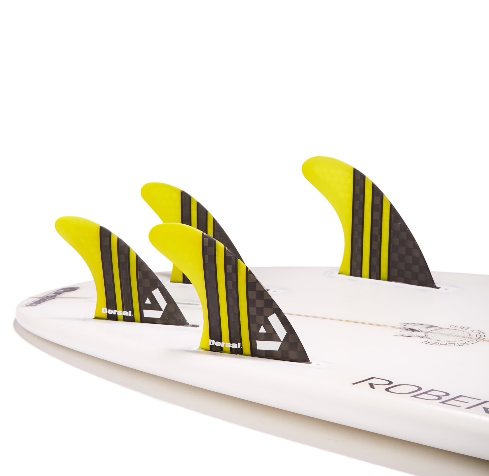 DORSAL Carbon FCS Quad Fins — Medium / Carbon Honeycomb / Yellow - view 3