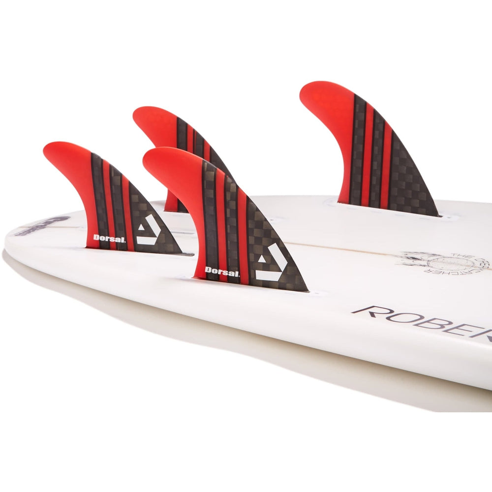 DORSAL Carbon Futures Quad Fins — Medium / Red / Carbon Honeycomb - view 2