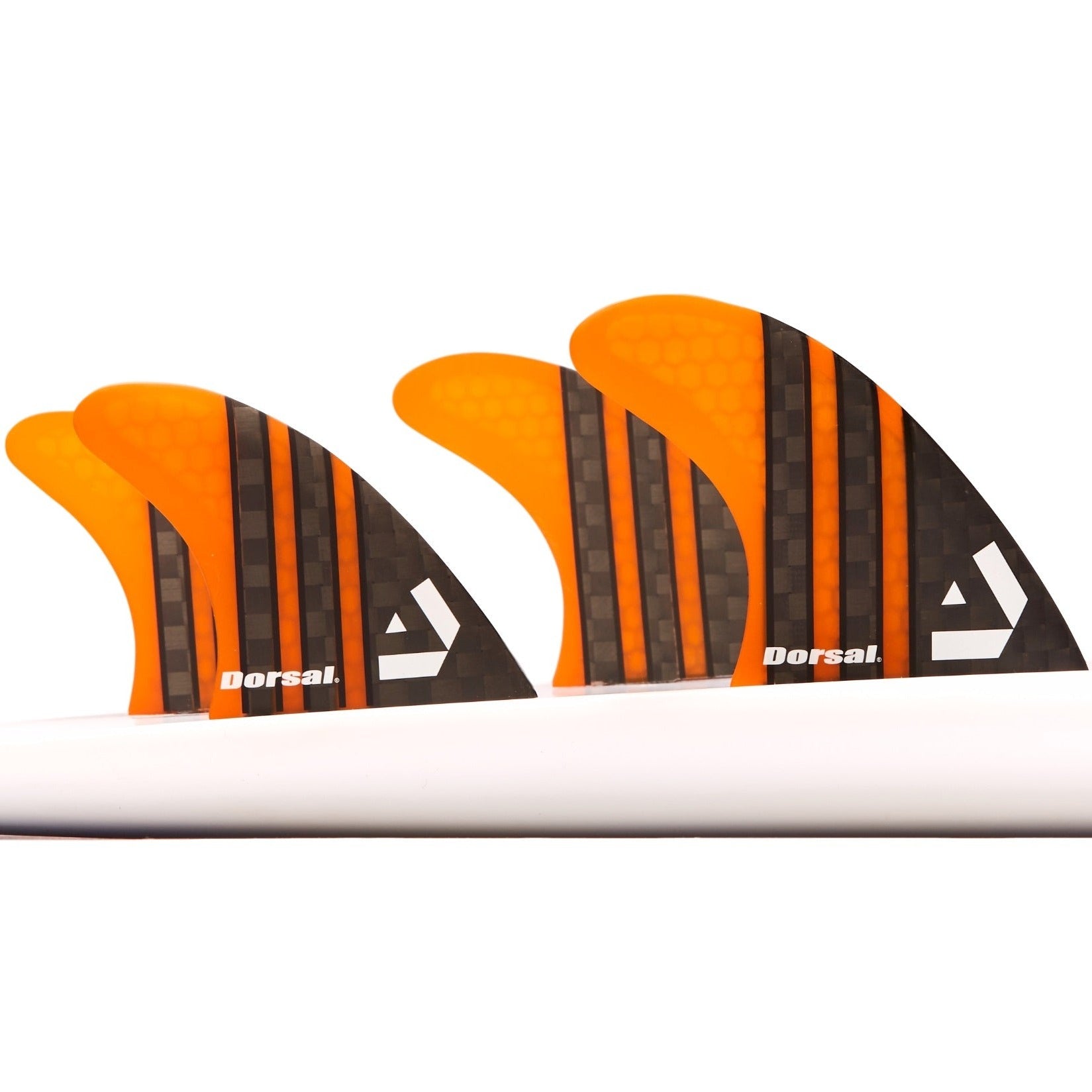 DORSAL Carbon Futures Quad Fins — Medium / Orange / Carbon Honeycomb