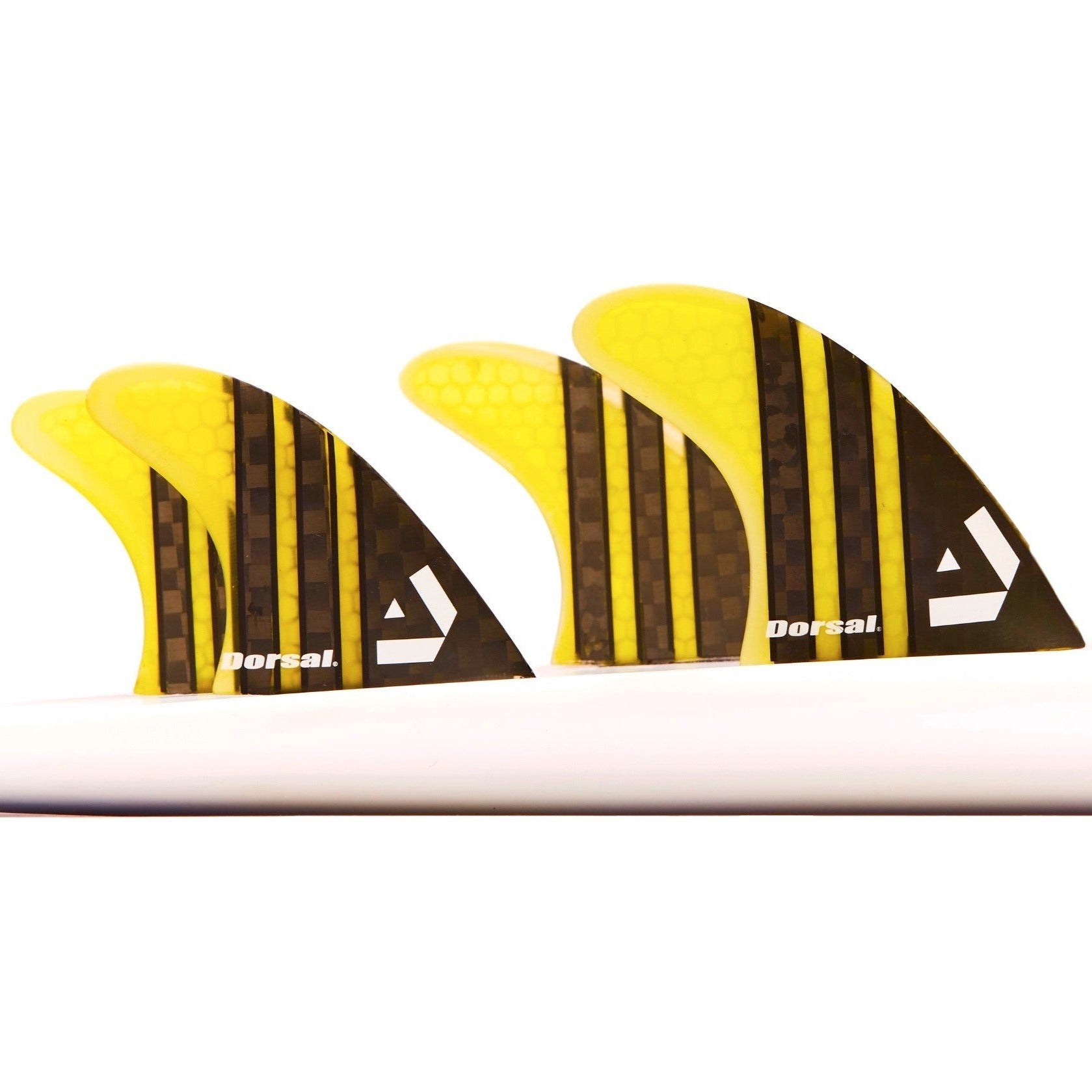 DORSAL Carbon FCS Quad Fins — Medium / Carbon Honeycomb / Yellow
