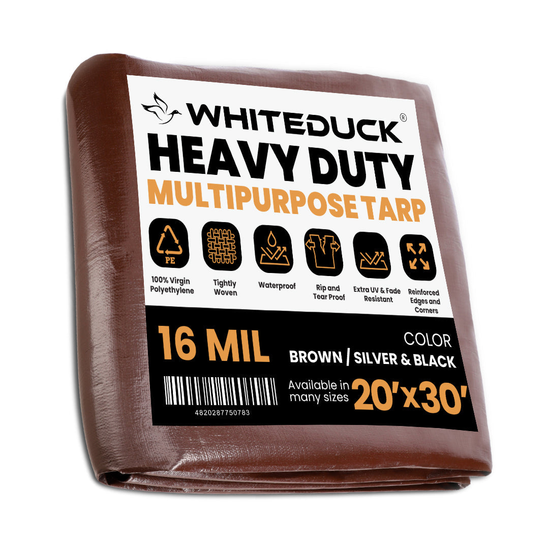 White Duck Super Heavy Duty Poly Tarp Cover Thick 16 Mil, 8 oz