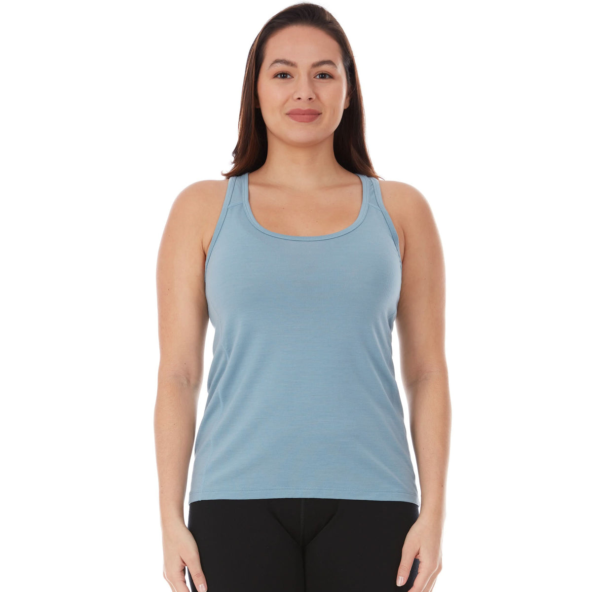 Womens microweight tank top super light merino wool for summer. Front view.