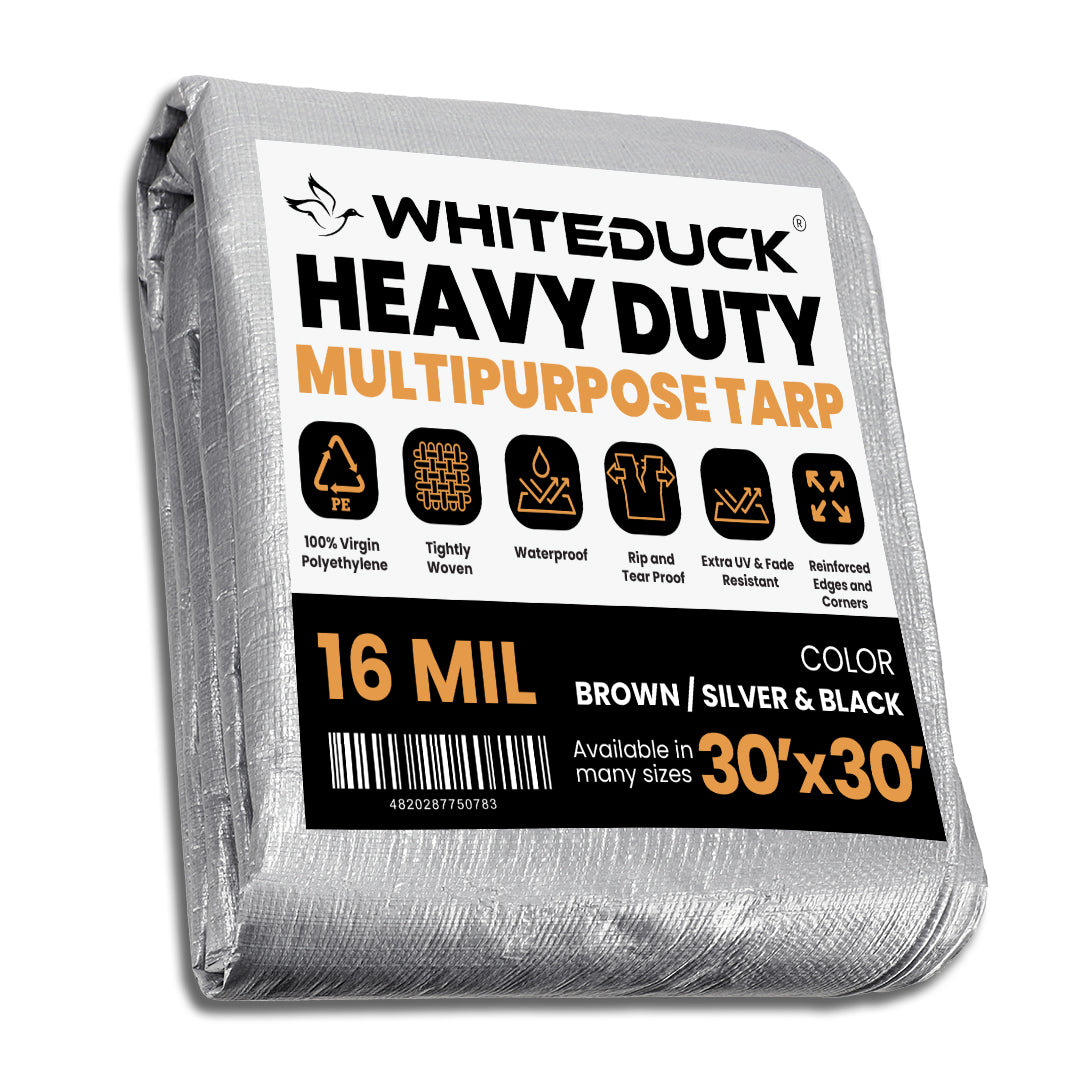 White Duck Super Heavy Duty Poly Tarp Cover Thick 16 Mil, 8 oz