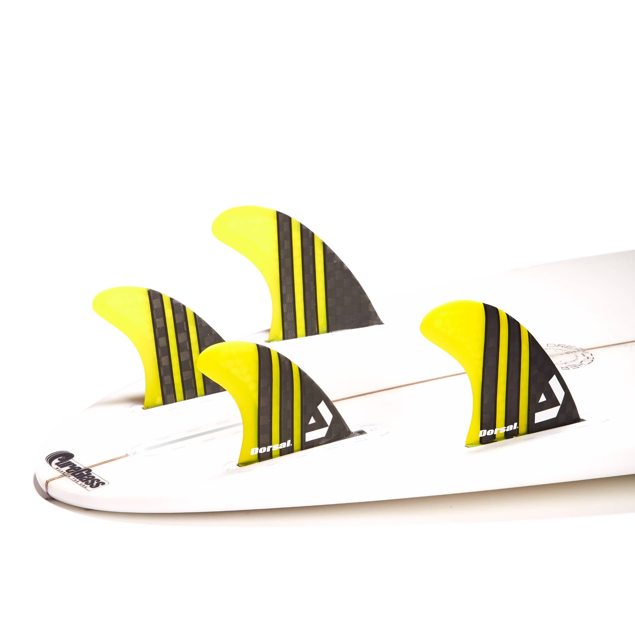 DORSAL Carbon FCS Quad Fins — Medium / Carbon Honeycomb / Yellow - view 2