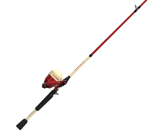 Zebco 33 OU 33OU602M spincast rod and reel combo in Crimson/Cream
