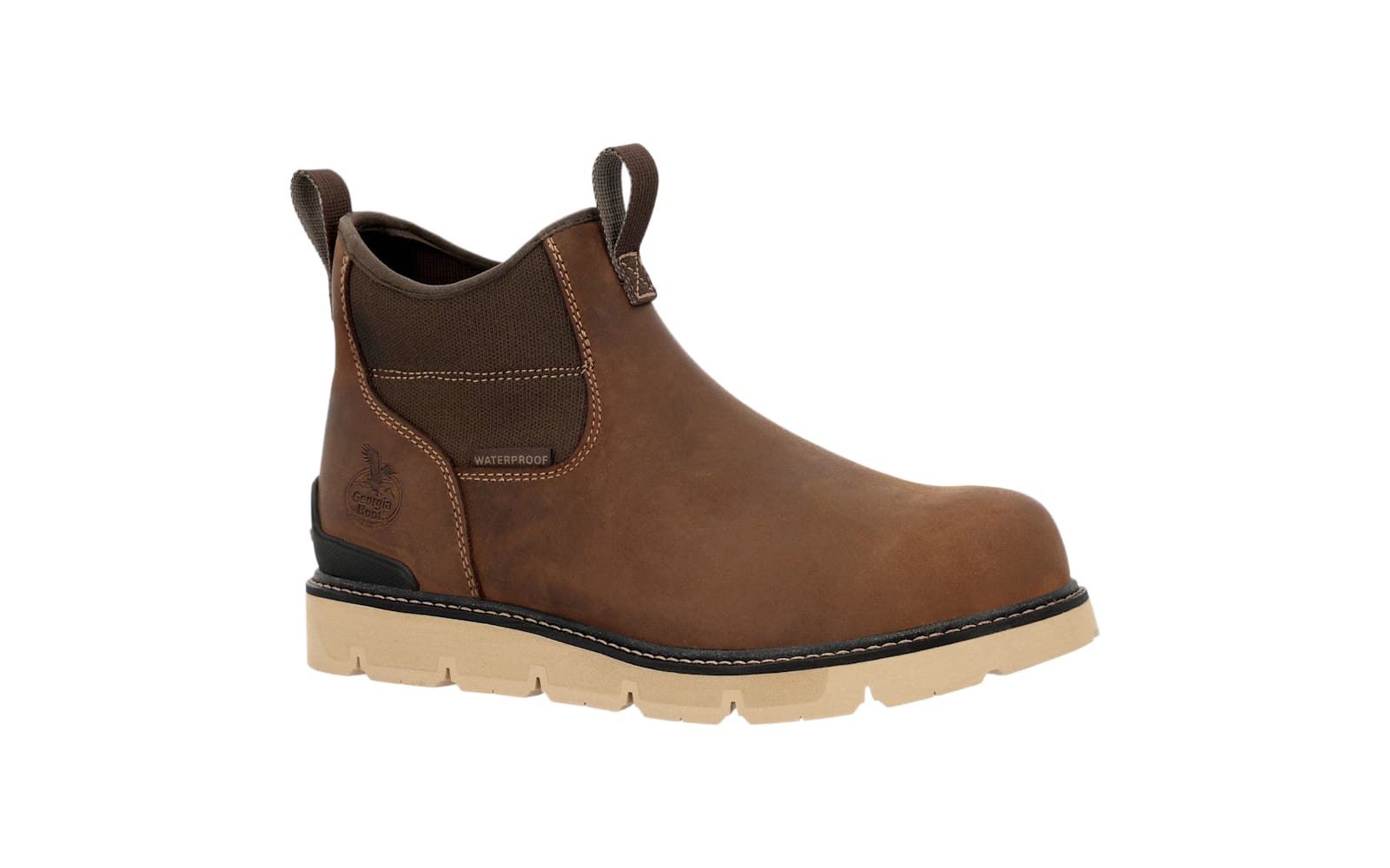 Georgia Boot Carbon Flex Wedge Chelsea Work Boots for Men — 13 / Wide / Brown