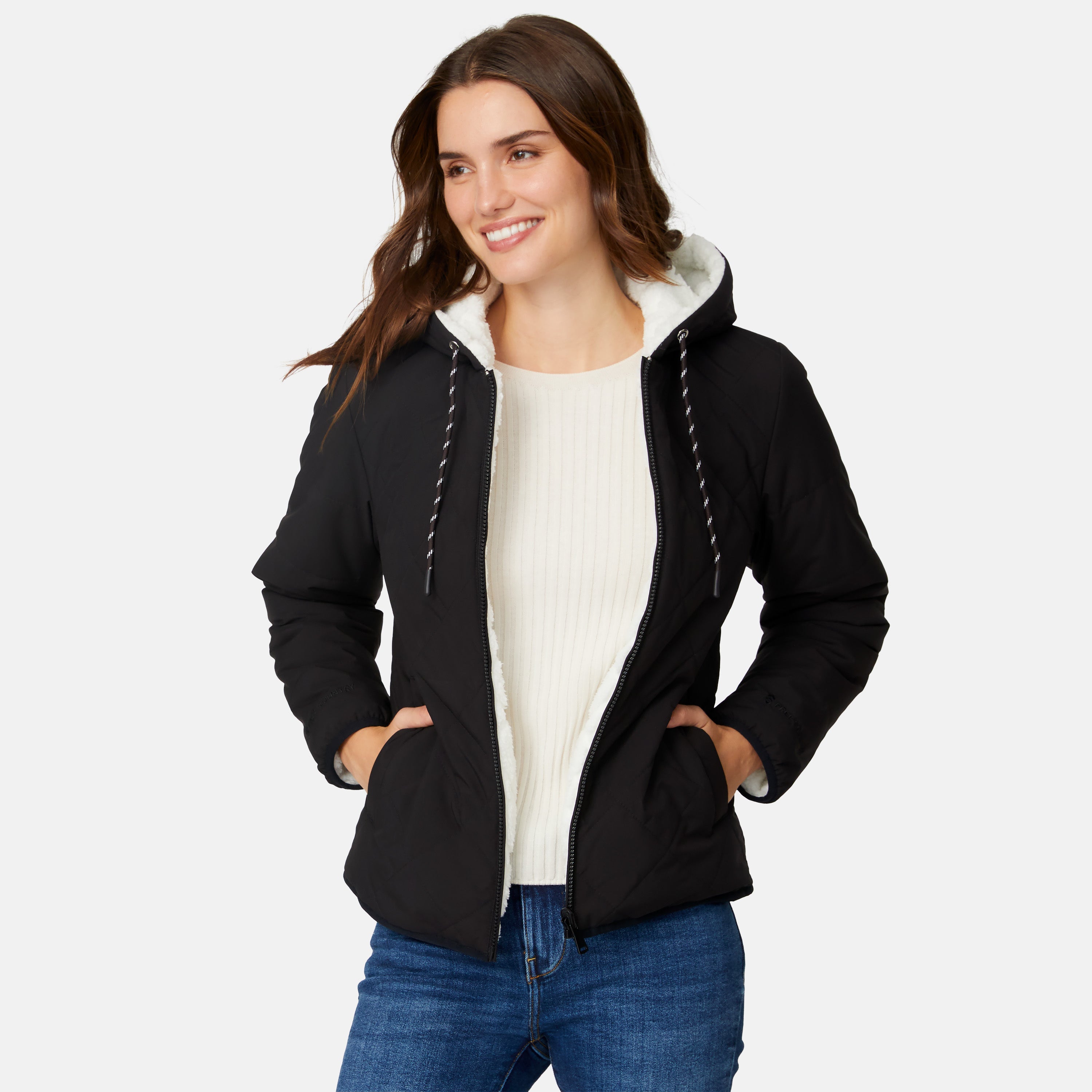 Free Country Women's Hooded Cirrus Quilted Reversible Jacket