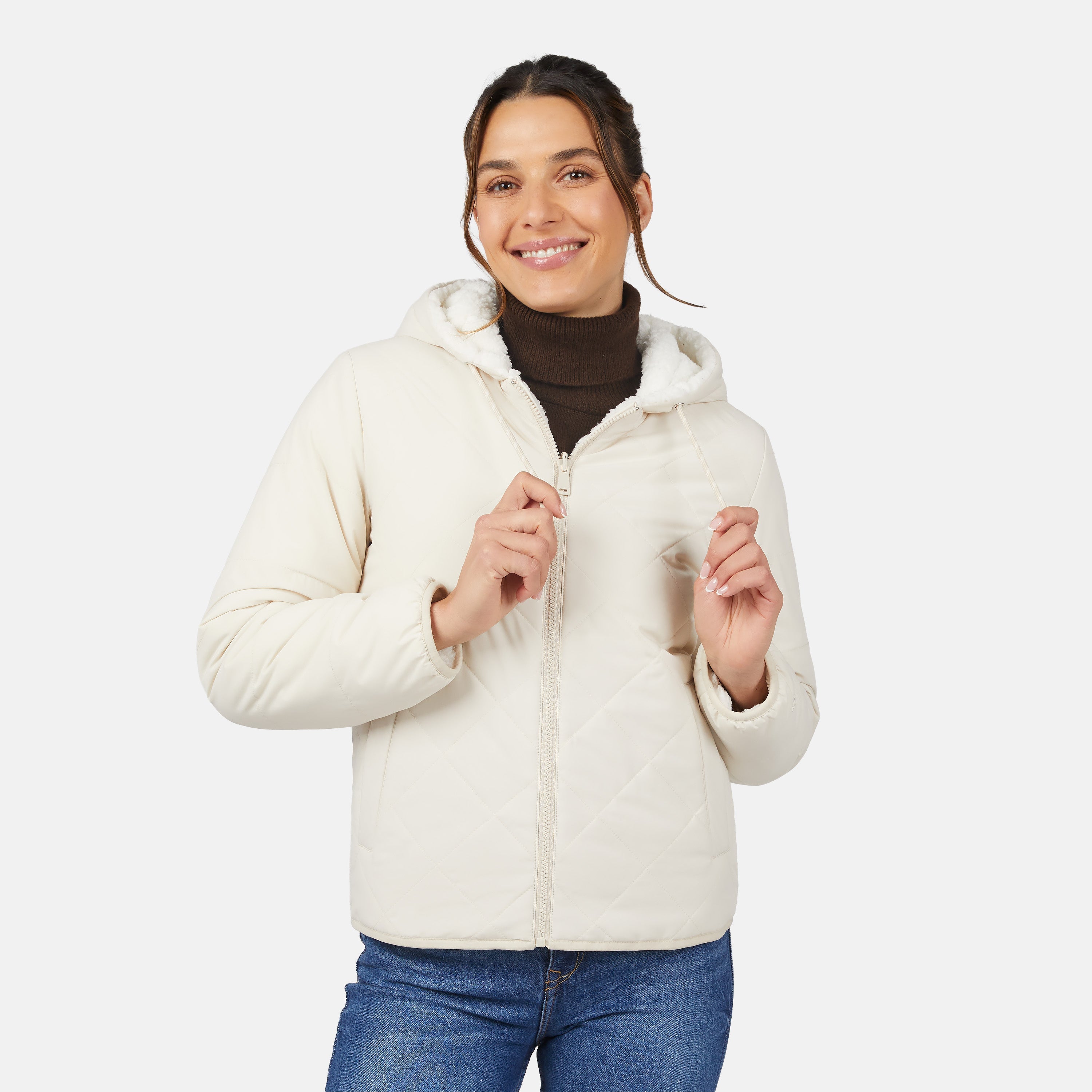 Free Country Women's Hooded Cirrus Quilted Reversible Jacket