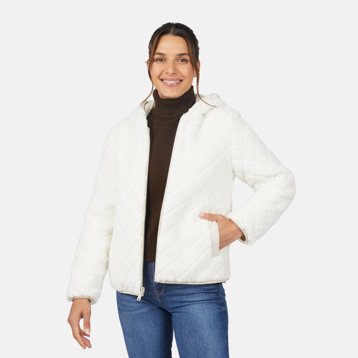 Free Country Women's Hooded Cirrus Quilted Reversible Jacket