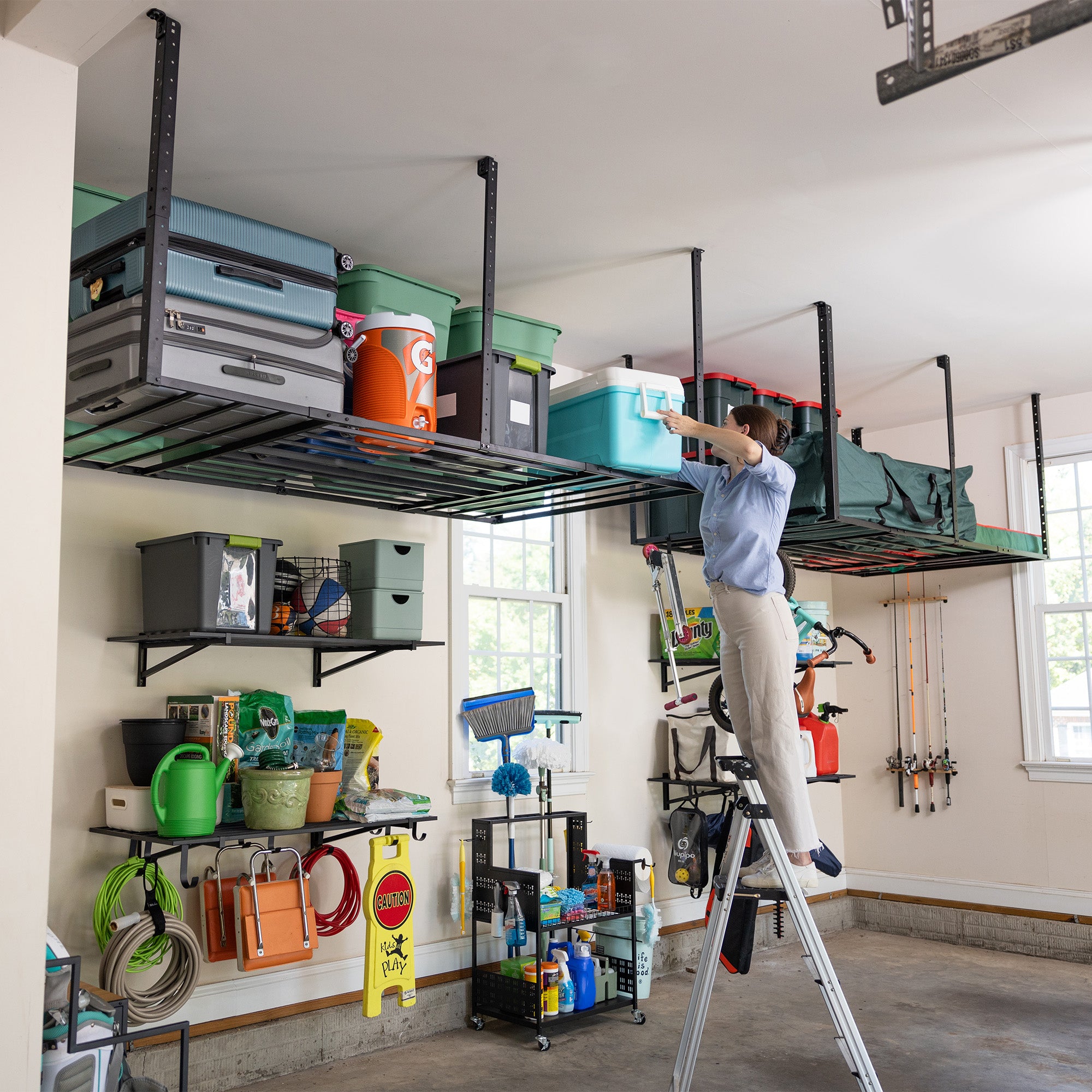4' x 8' Faber Overhead Garage Storage with Hooks | Holds 700 lbs - product view 4