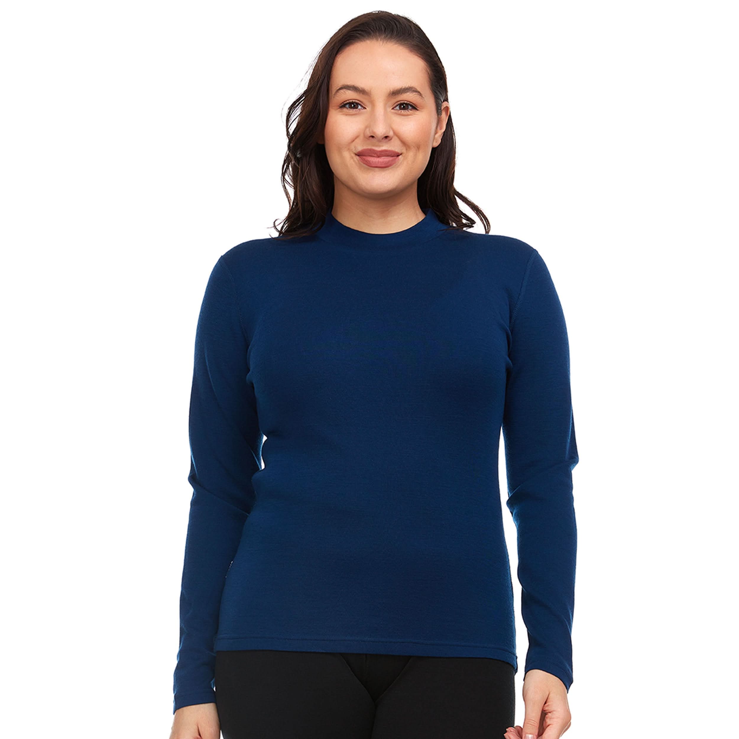 Women's mock neck women's merino wool mock neck soft wool mock neck sweater. Front view.